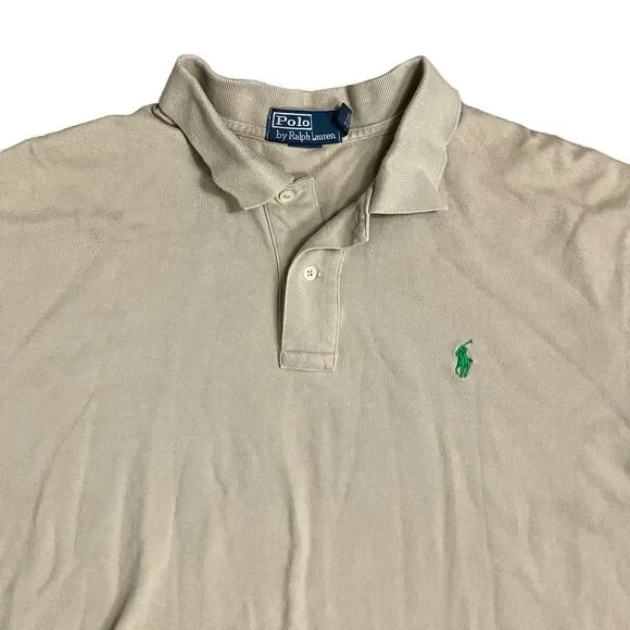 Polo Ralph‎ Lauren Shirt XL Nude Polo Green Pony Khaki Classic Everyday