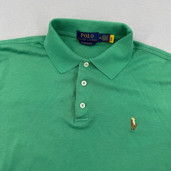 Polo Ralph Lauren Custom Slim Fit Short Sleeve Polo Mens M Green Flesh Pony