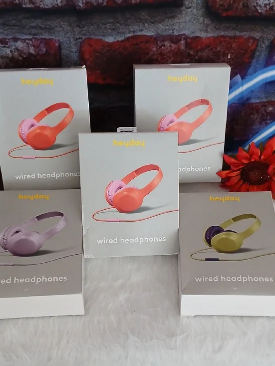 Heyday Wired Headphones Assorted Colors - Red & Pink, Lavender, Olive