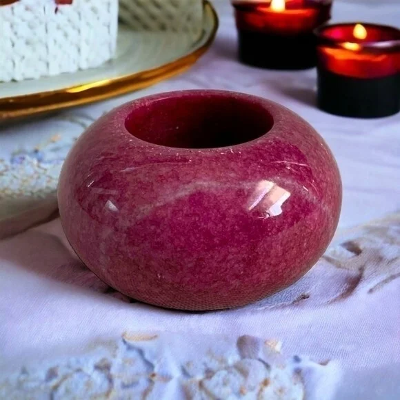 Vintage Purple Marble Tea Light Candle Holder 3.25x2