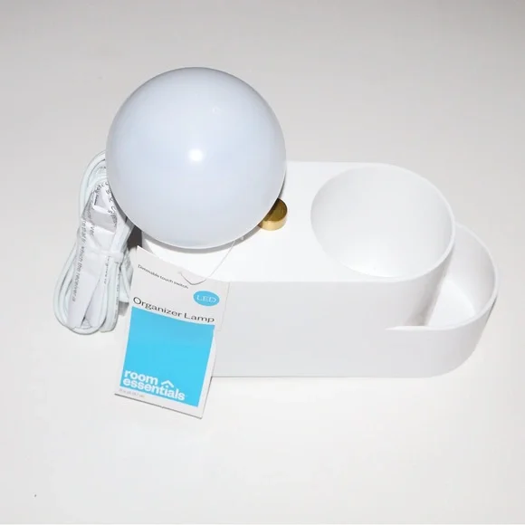 Room Essentials White Organizer Lamp Desk Clutter NWT Office Caddy Holder Shine