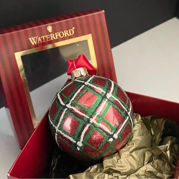 Plaid Glitter Ball Ornament - Holiday Heirloom by Waterford