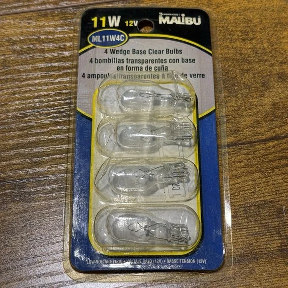 Malibu ML11W4C 12 Volt 11 Watt Low- Voltage T5 Wedge Base Bulbs 4 Pack‎ - NEW