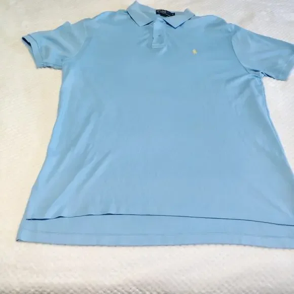 Polo Ralph Lauren Soft Touch Light Blue Polo Shirt XL with Yellow Horse Logo