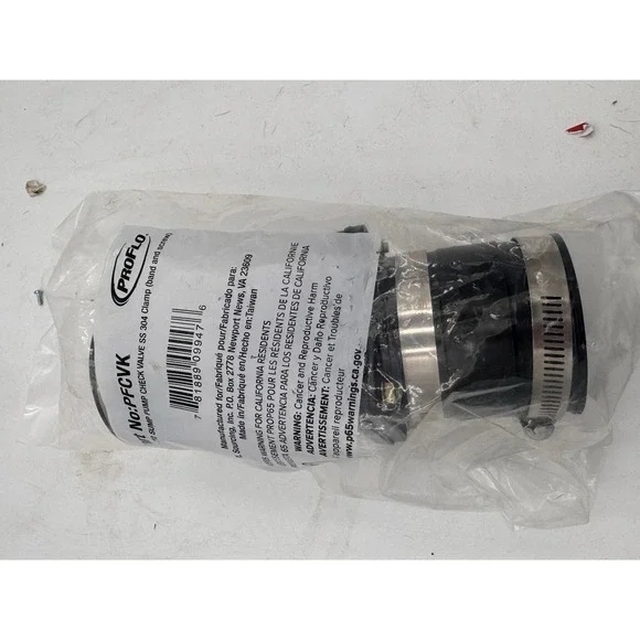 ProFlo 2in PFCVK Sump Pump Check Valve SS 304 Clamp (Band and Screw)
