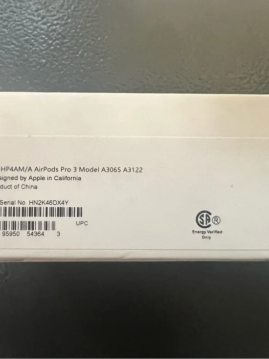 Apple White AirPods Pro 3 Retail Box with Labeling
