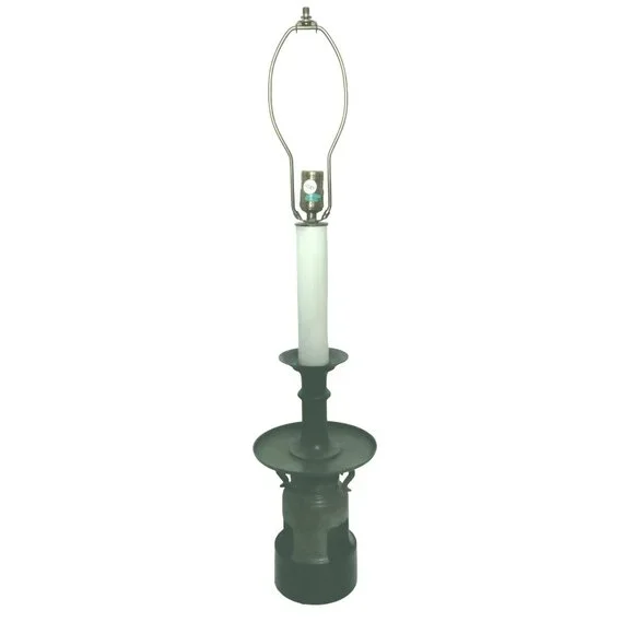 Colonial Style Candlestick Table Lamp Milk Can Green