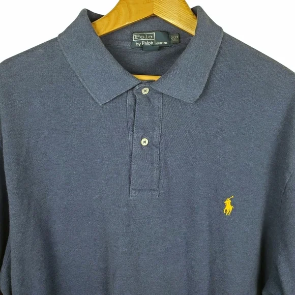 Polo by Ralph Lauren Men's 2XLT Blue Polo Shirt. Long Sleeve. #0156