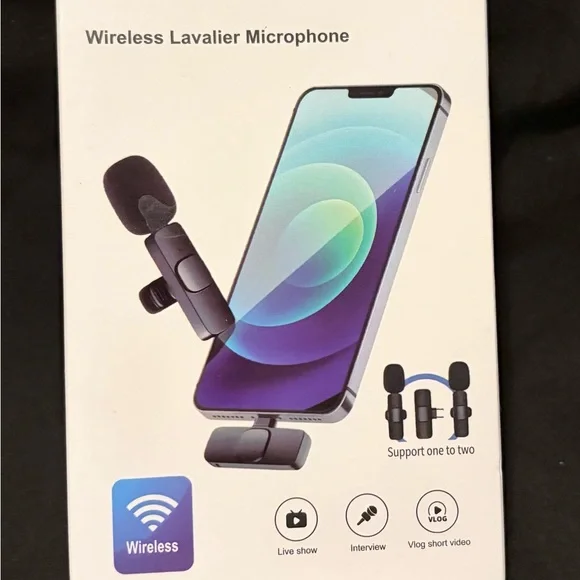 Wireless Lavalier Microphone Clip-on for Phone - Black