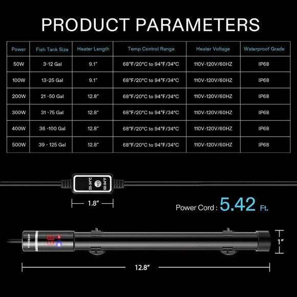Vivosun 500W Aquarium Heater NIB