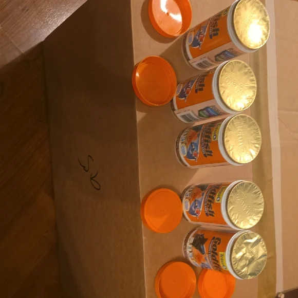 Tetra Fish Food Cans with Orange Lids