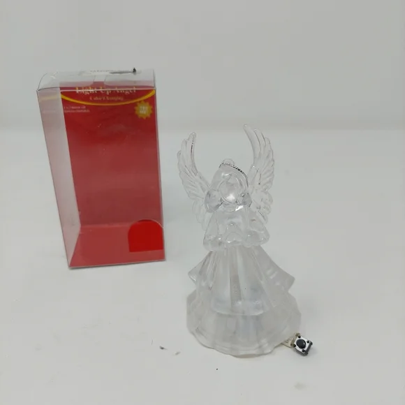 Light Up Angel Clear Glass Ornament Hanging Christmas Decoration Untested