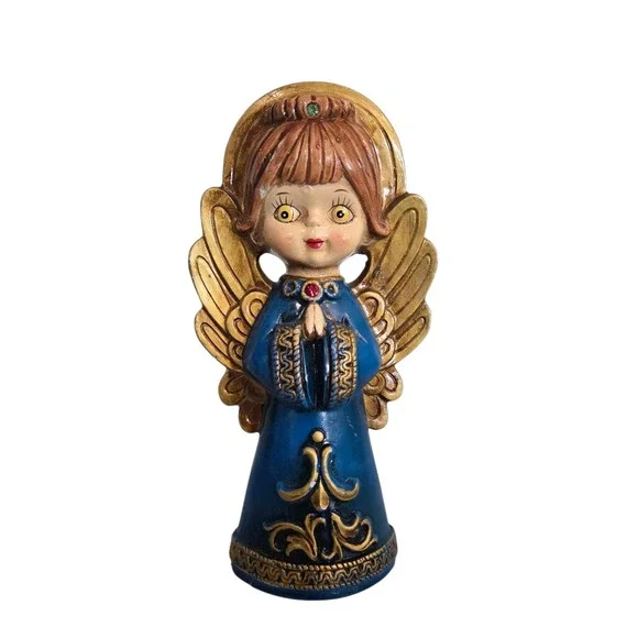 Vintage ARDCO 1960's‎ Praying Christmas Angel (Blue) Japan Paper Mache 8
