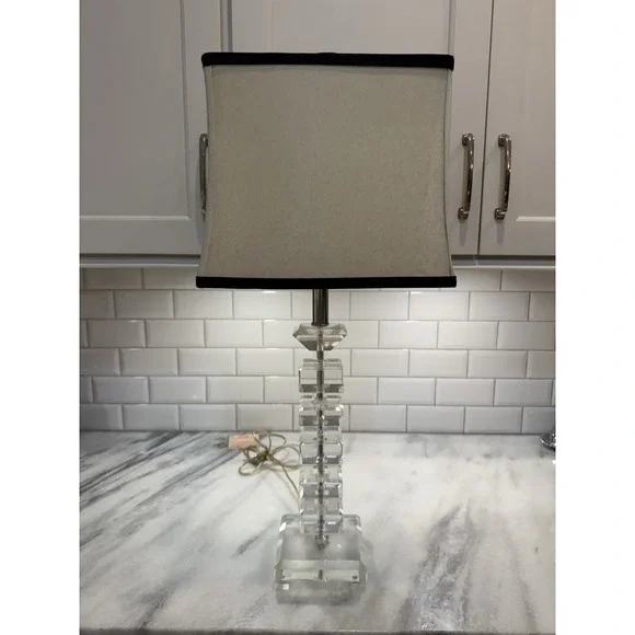 Amazing 1970's Rare Vintage MCM Lucite Stacked Square‎ Table Lamp GW997