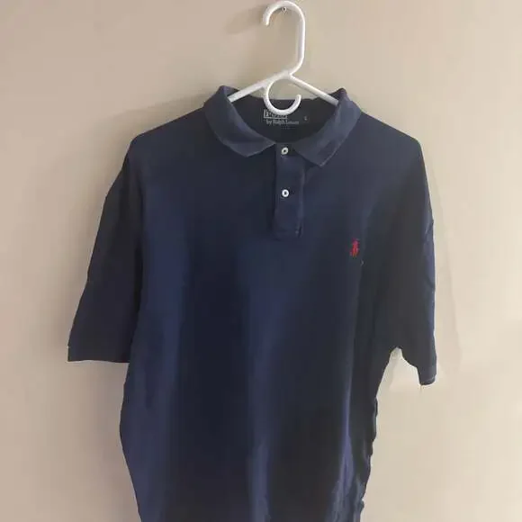 Polo Ralph Lauren Men's Navy Blue Short Sleeve Polo Shirt with Red Pony Logo
