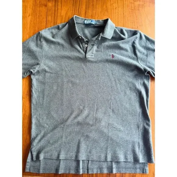 Vintage Polo by Ralph Lauren Men's Grey Short Sleeve Polo Shirt - Size L