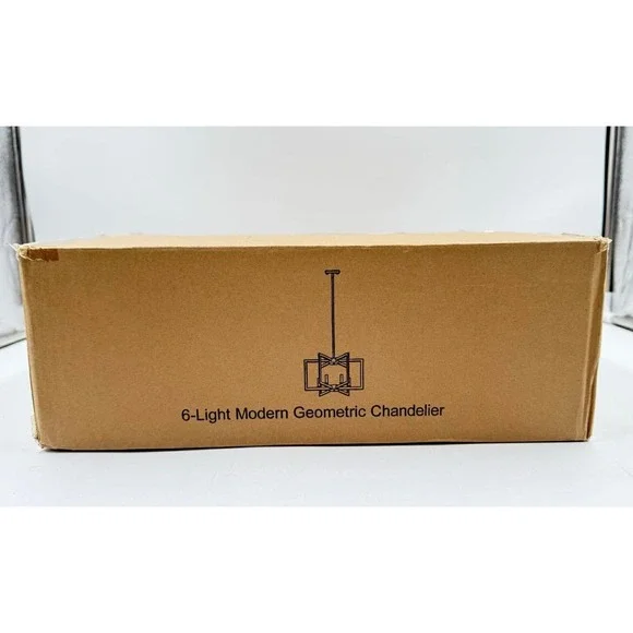 6Light Black Chandelier, Farmhouse Dining Room Light Fixture, Large Modern Ch...