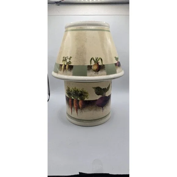 Carson Home Accents Ceramic Lamp Shade Vegetable Pattern‎ Beige Green Multicolor