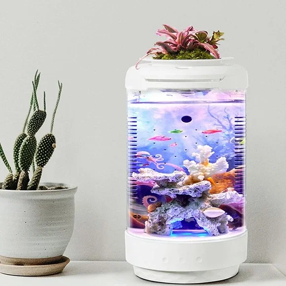 Emlymoly Mini Smart Ecological Fish Tank Desktop Aquarium Without Water Change