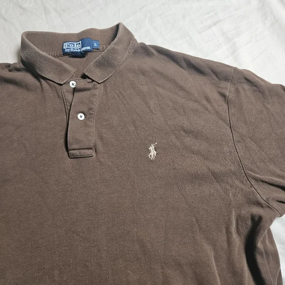 Polo Ralph Lauren Mens L Large Brown Short Sleeve Classic Fit‎ Polo Shirt Cotton