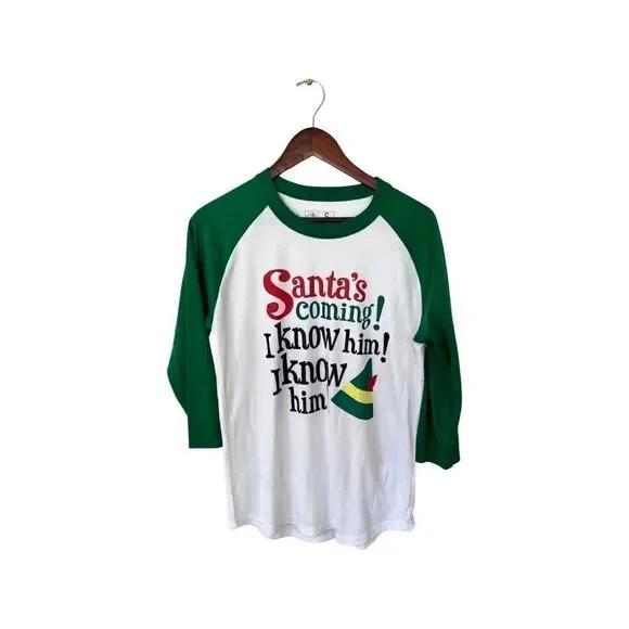 Ugly Christmas shirt | baseball tee | Santa’s coming! from the movie elf