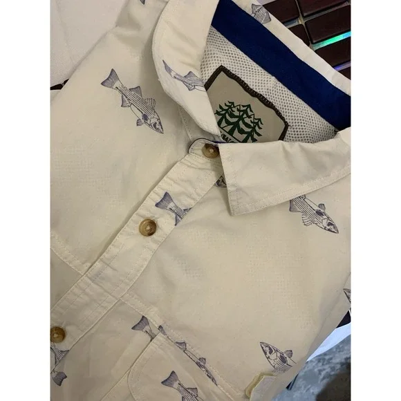 TallWoods Hawaiian Shirt Cotton Blend Men's SS Beach Size 2XL Button Fish Vented