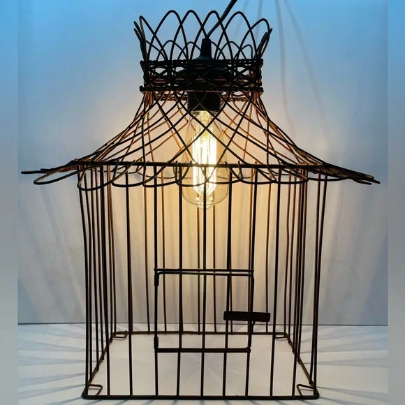Vintage rustic birdcage pendant light
