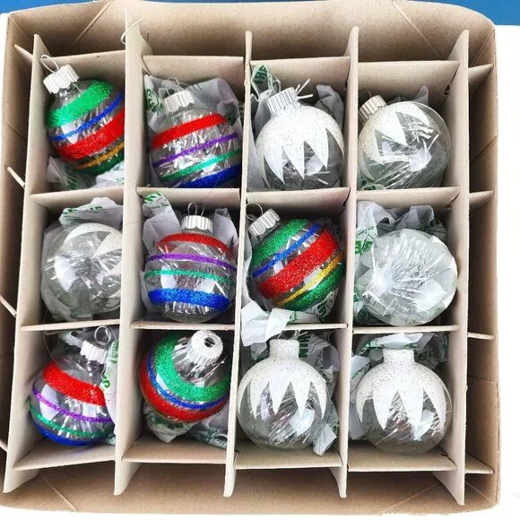 Christopher Radko Shiny Brite 12 Glass Christmas Tree Ornaments