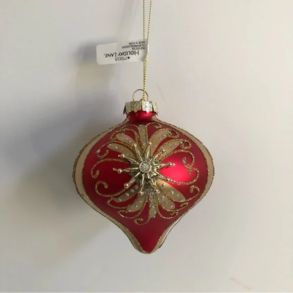 Holiday Lane - Blessed Red & Gold Ornament, NWT