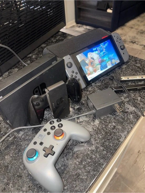 Nintendo Switch Console Bundle with Gray Joy‑Con and Silver/Gray Pro Controller