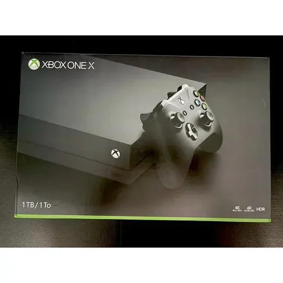 Xbox One X 1TB Console System Black Complete In Original Box W/Free Sealed Game