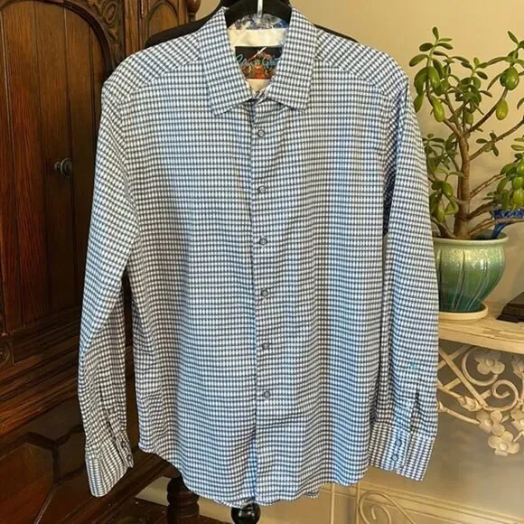 Robert Graham‎ Men's Button Down Blue Geometric Floral size M