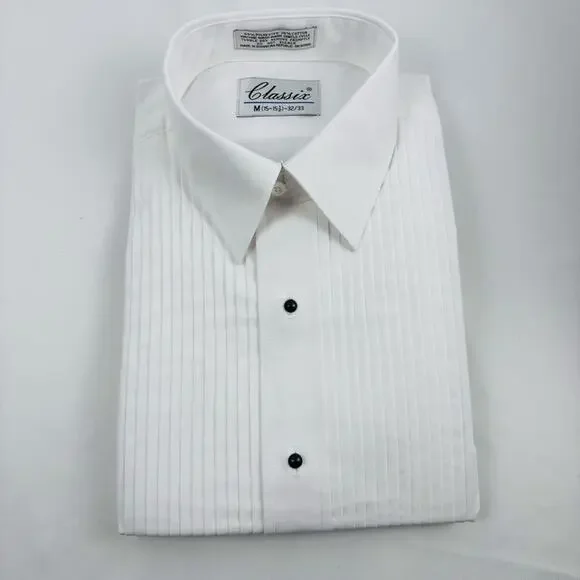 NWT Classix Men White Shirt w Black Buttons Tuxedo Formal Wear 3XL 19-19.5 38/39