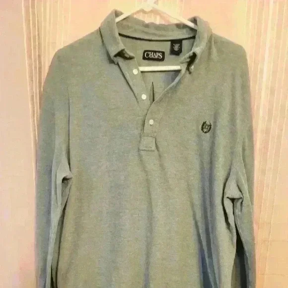 EUC Men's XL Chaps cotton mint green long sleeve polo shirt, $18