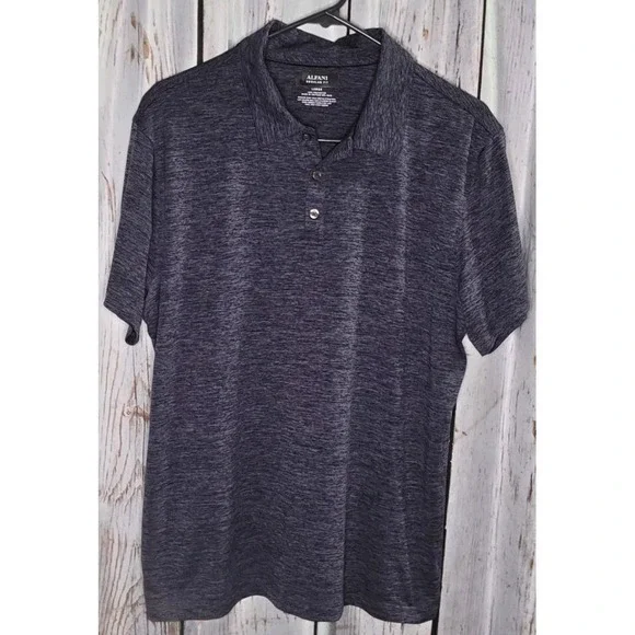 ALFANI Polo / GOLF SHIRT Men's‎ Large Navy Blue Heather, Golf Polo Sportswear