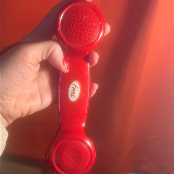 Fred Bright Red Novelty Phone Handset used see how ti plug in