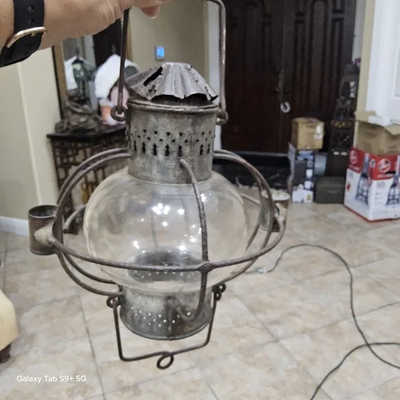 Vintage Style Metal and Glass Lantern
