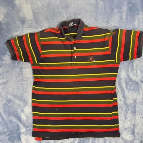 Vintage Rasta polo shirt with embroidered logo men size‎ L