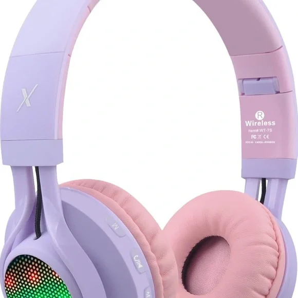 Wireless Pink and Purple Headphones