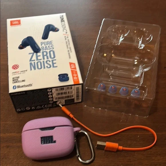 JBL TUNE230NC Wireless Bluetooth Earbuds with Pink Charging Case - Navy Blue