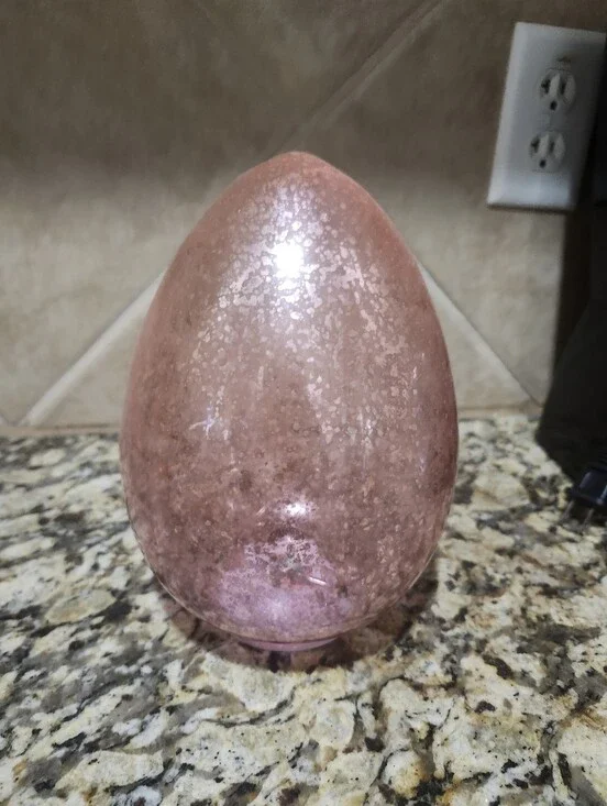 Pink Crackle Glass Decorative Egg Light Up Fairy