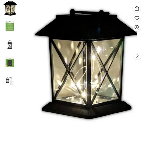 NEW IN BOX GARDEN COLLECTION 2-PACK SOLAR HOOK BLACK GARDEN LANTERNS/LIGHTS