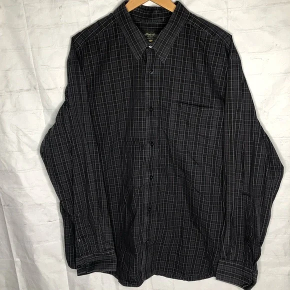 EDDIE BAUER Mens Classic Fit Wrinkle Resistant Button Front Shirt Size 2XL