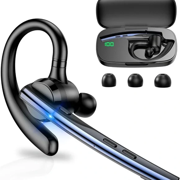 Wireless Bluetooth Headset with Charging Case - Black