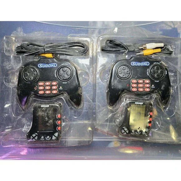 Set Of 2 NEW Sudoku Plug N Play TV Video Electronic Game With Bonus Keychain