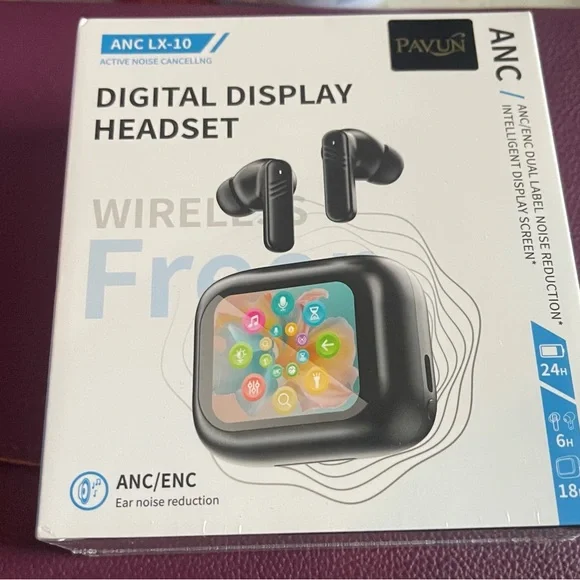 Black Digital Display Headset with ANC