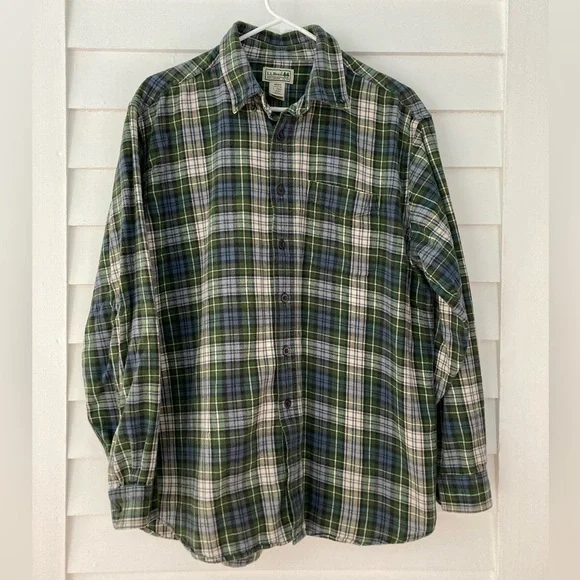 L.L. Bean | Men’s Flannel Plaid Button-Down Shirt Size Large