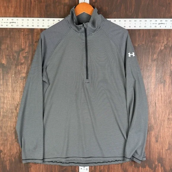 Under Armour Tech 1/2 Zip Stripe Long Sleeve Shirt 1328945 Black White‎ Men's XL