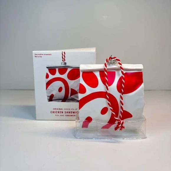 CHICK-FIL-A Christmas 2025 CHICKEN SANDWICH IN FOIL BAG‎ Ornament