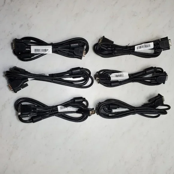 Lot of 6 Genuine HP 924318 Male To Male C2G VGA D-SUB Monitor Cable 15 P 5' New